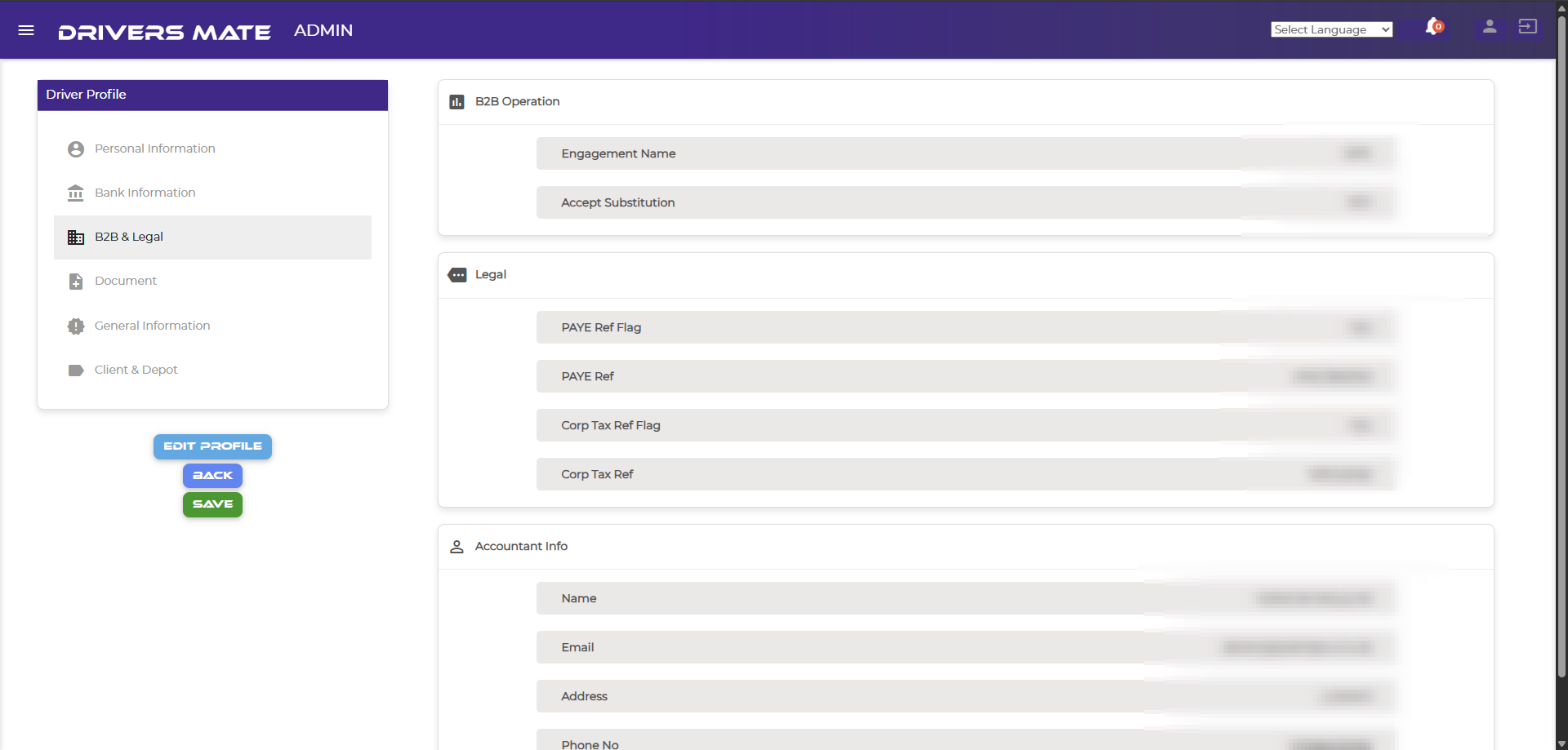 Driversmate driver profile — document management
